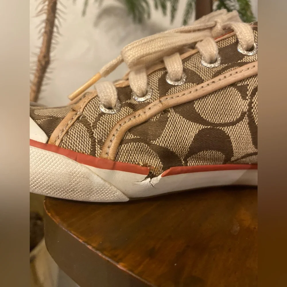Coach Barrett Pumpkin Spice Leather Trim Sneaker